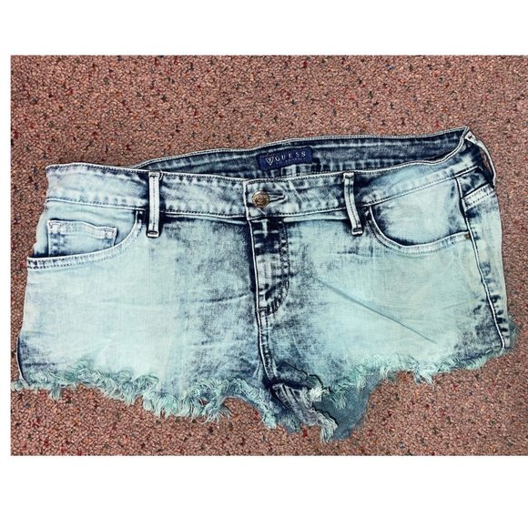 Guess blue tie-dye short jean shorts size 30 - Picture 2 of 4